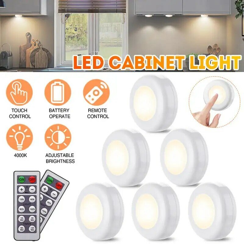 Elfeland-Lámpara LED de armario con Control remoto, luces nocturnas RGB 4000K para cocina, armario, dormitorio y pasillo, 6 piezas