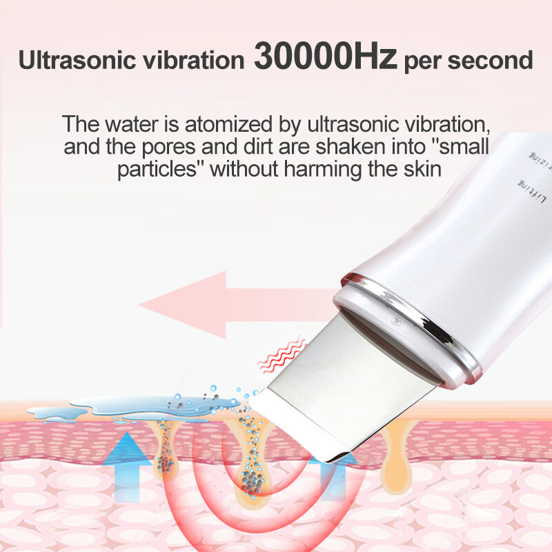 AmazeFan Ultrasonic Skin Scrubber Peeling Shovel Ion สิว Blackhead Remover ทำความสะอาด Face Lifting Facial Massager