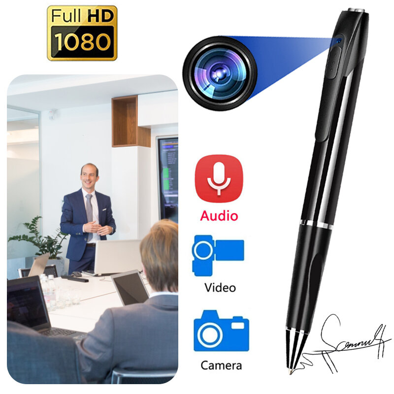 Długopis z wbudowaną Mini kamerą przenośna kamera Micro kamera cyfrowa wideorejestrator Full HD 1080P z jednym przyciskiem szybkiego nagrywania