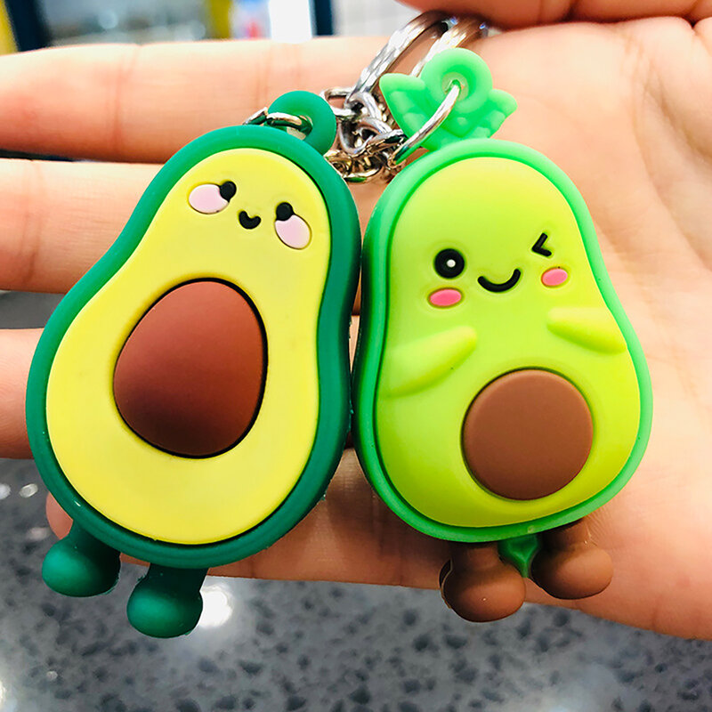 2PC Silikon Avocado Schlüsselanhänger für Frauen Kawaii Schlüssel Ringe Nette Kette Zubehör für Auto Tasche Kreative Einzigartige Ornament Geschenke kid