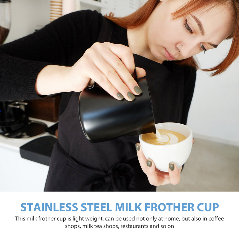 Milk Cup Pitcher Coffee Espresso Frothing Steaming Jug Frother Latte Art Steamer Steel Handle Steam Barista Mug Stainless