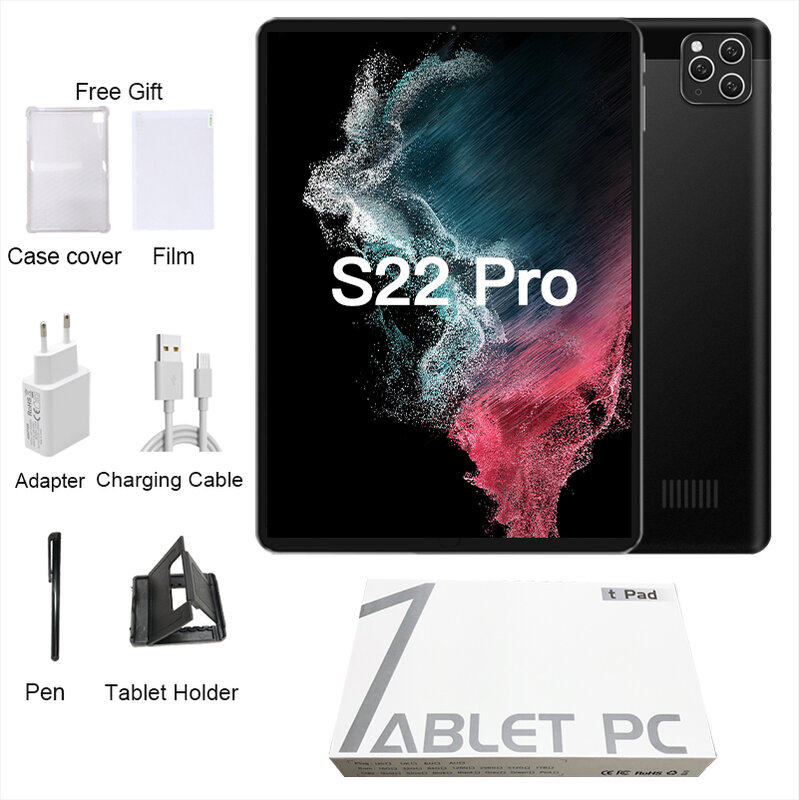 Version globale Original S22 Pro Tablette android 8 pouces 6 GO 128 GO android 10 comprimés Réseau 5G tablette Pc 8800mAh