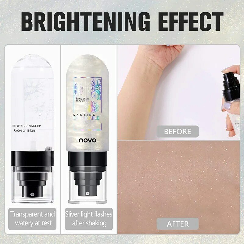 Spray fissante per il trucco Shimmer Glow idratante finitura illuminante viso leggero trucco a lunga durata che fissa la pelle idratata