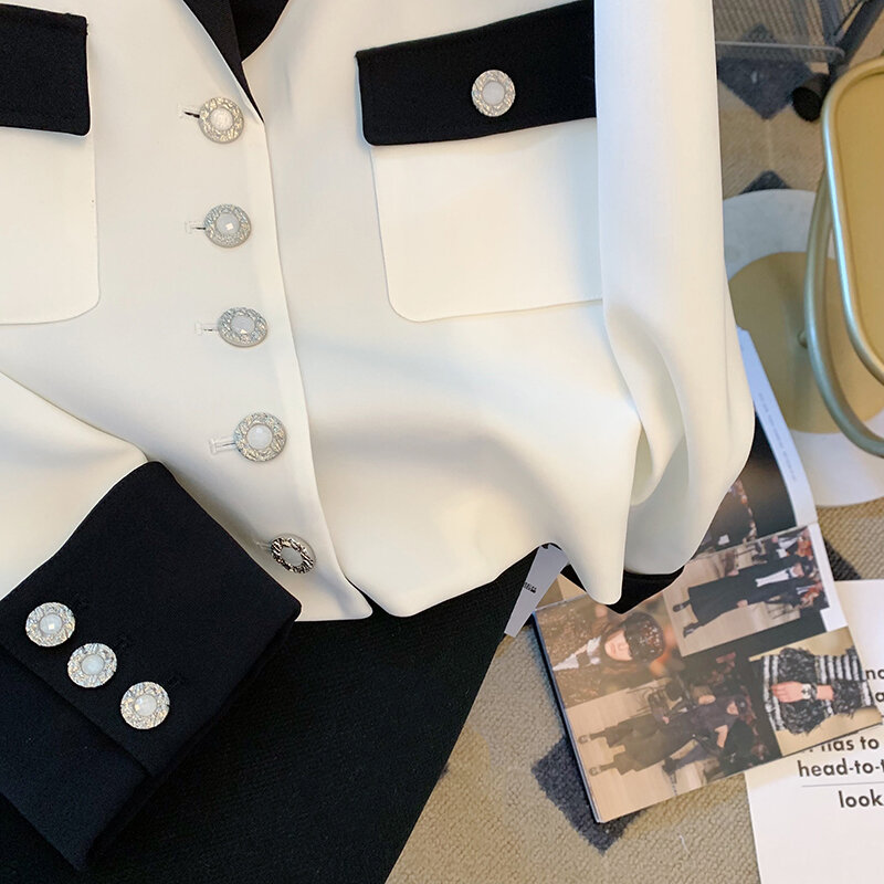 Женский белый пиджак, новинка 2022, Корейская версия, Свободный Повседневный профессиональный модный небольшой пиджак в стиле интернет-знаме...