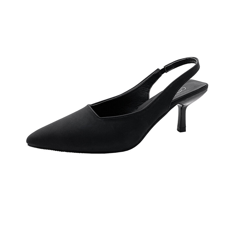 Bombas femininas elástico ponto dedo do pé saltos finos sapatos de escritório mulher elegante salto alto sapatos de festa