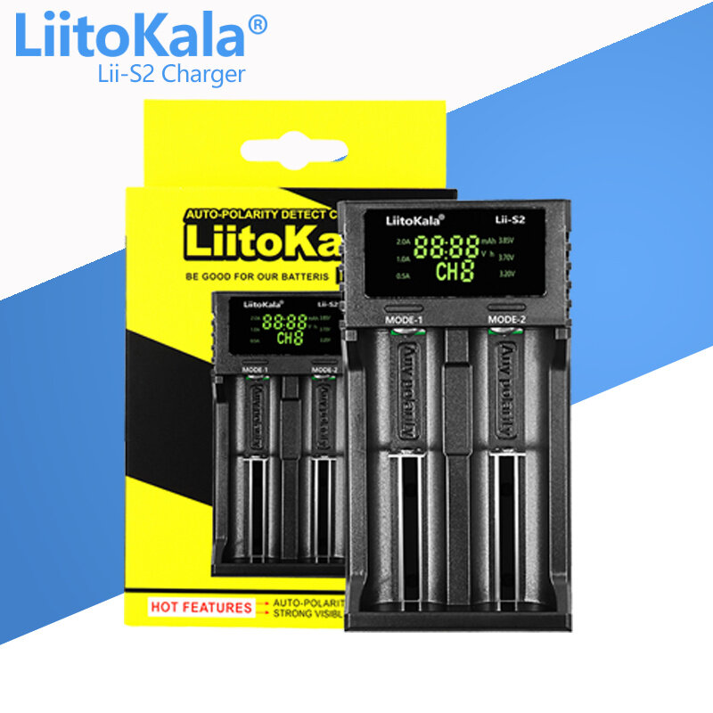 1-5p liitokala Lii-S2 Lii-S4 Lii-202 Lii-402 18650バッテリー充電器26650 16340 CR123 14500 LiFePO4 1.2v 3.7 rechareableバッテリー