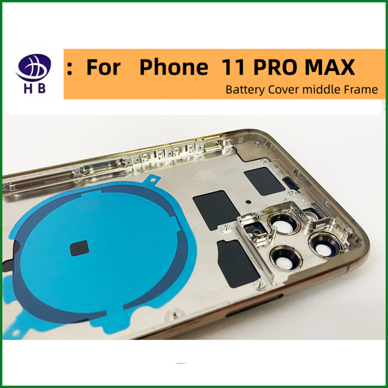 Carcasa trasera de batería para iPhone 11 11PRO 11PROMAX, carcasa trasera + Marco de chasis medio + bandeja SIM + llave lateral 11 Pro Max