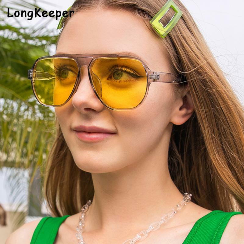 Übergroßen Pilot Sonnenbrille Frauen Mode Marke Designer Vintage Weiblichen Sonnenbrille Candy Farben Gradienten Großen Rahmen Oculos De Sol
