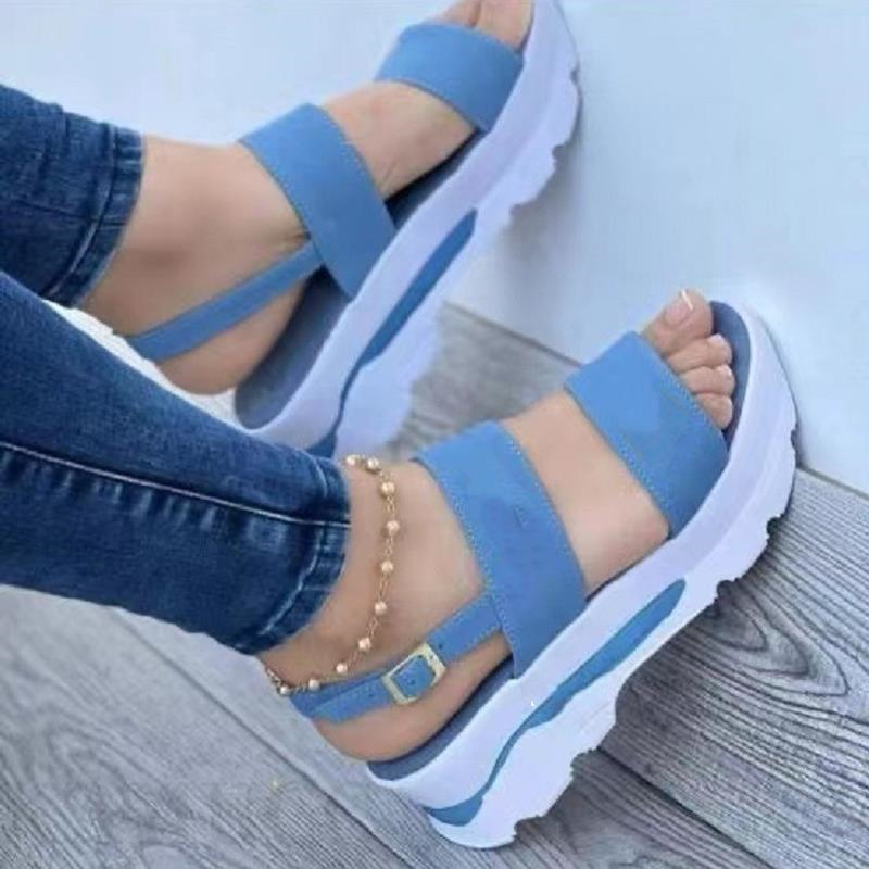 Scarpe donna sandali estivi scarpe da passeggio comode fondo spesso scarpe da donna fibbia alla caviglia partito femminile Zapatillas Muje calzature