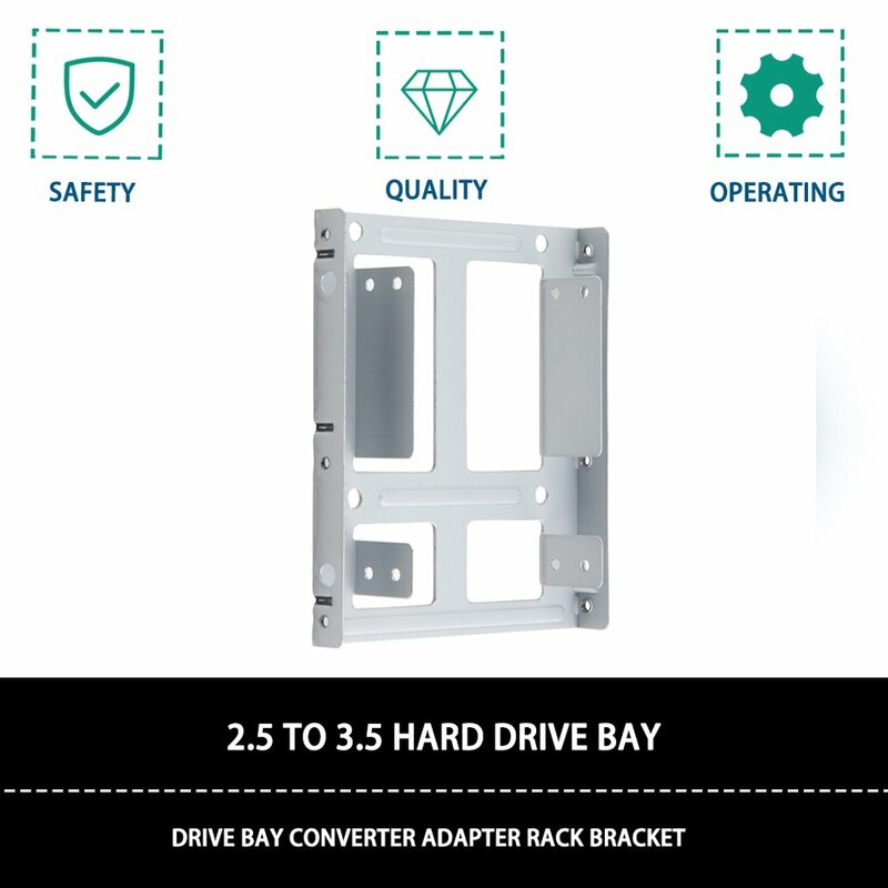 Braket Rak Adaptor Konverter Teluk Drive 2.5 Inci HDD Hard Disk Ke 3.5 Inci Aluminium 2-Bay dengan 12 Sekrup