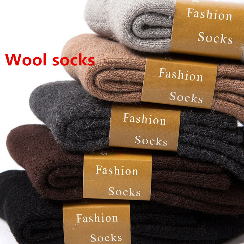 Chaussettes en laine mérinos pour homme et femme, chaussettes chaudes, Super épaisses, résistantes au froid et à la neige, style Harajuku