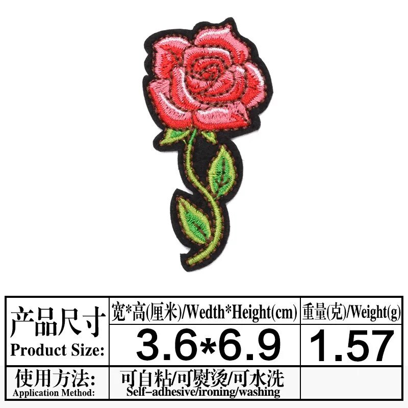 2Pcs Neue Rosen Blumen Stickerei Bügeln Patche Applique Selbst-adhesive Gestickte Nähen DIY Für Kleidung unterwäsche Hosen Decor