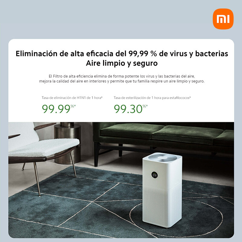 Oficial | mi purificador de ar 3c ue, filtro de alta eficiência, remove pm2.5, mi casa/xiaomi casa app