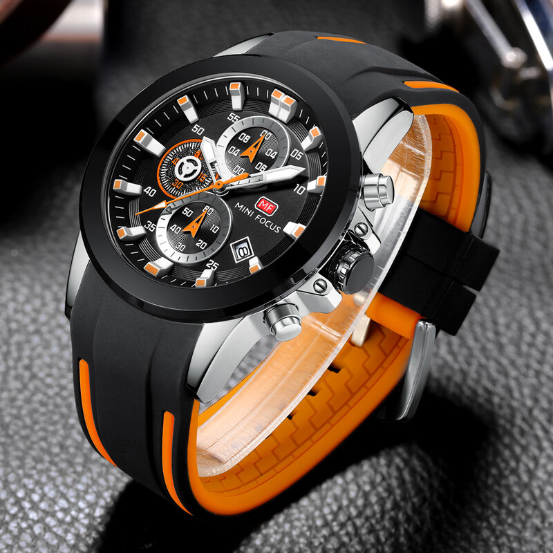Mini Focus Quartz Mannelijke Horloge Luxe Chronograaf Datum Display Mens Horloges Siliconen Band Waterdicht Classic Sport Polshorloge