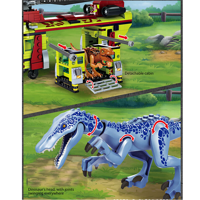 585 Buah Dunia Prasejarah Dinosaurus Blok Planet Jurassic Brick Kompatibel Legodinosaurus Perkembangan Blok Bangunan Mainan Hadiah Anak Laki-laki