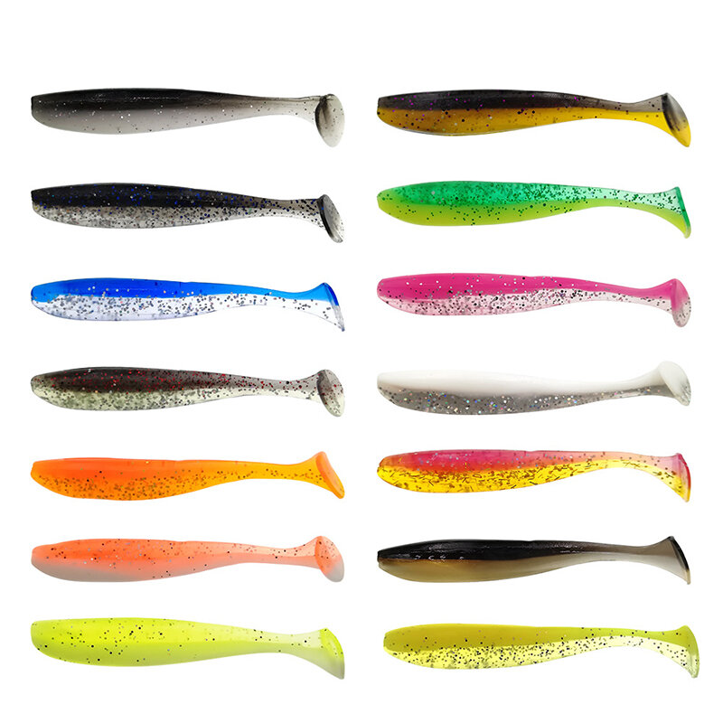 20pcs Proleurre Shad Worm Soft Bait 75mm 55mm T Tail Jigging Wobbler Fishing Lure Tackle Bass Pike Aritificial Silicone Swimbait