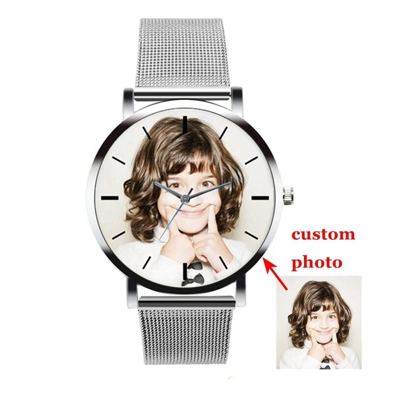 Изготовленные на заказ часы для женщин, кварцевые наручные часы, серебристый сетчатый пояс из нержавеющей стали