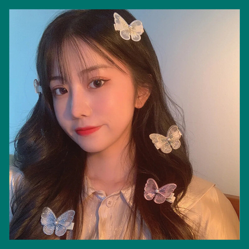 La Clip di frangia coreana si sposterà simulazione farfalla tornante per donna ragazza copricapo strass Duckbill Clip tenere accessori per capelli