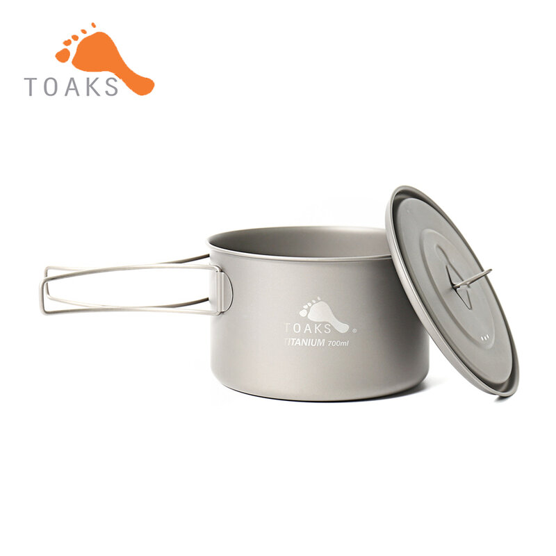 TOAKS-utensilios de cocina de titanio puro para acampar, olla utilizada como taza, tazón y sartén, ultraligero, 0,03mm, 90g, POT-700-D115-L