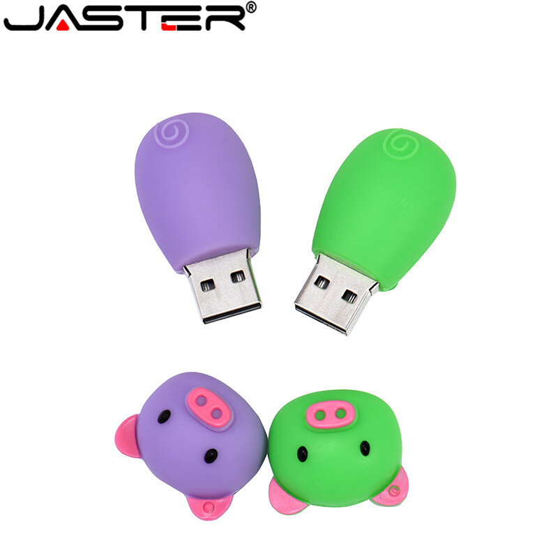 JASTER-귀여운 펜 드라이브 만화 돼지 USB 2.0 플래시 드라이브, 4GB 8GB 16GB 32GB 64GB 128GB 도매 메모리 스틱 핑크 U