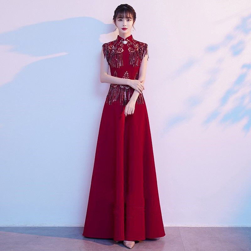 Women's Toast Clothes Bride 2022 Long Sryle New Spring/Summer Cheongsam Elegant Temperament Skirt