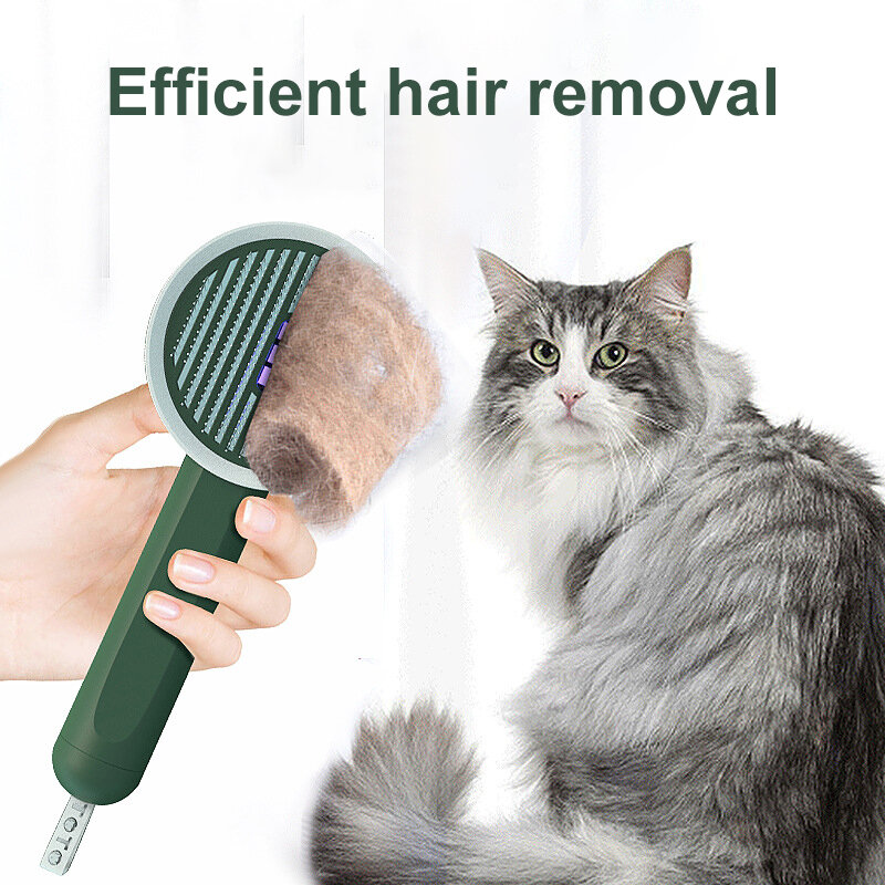 Escova de desinfecção do animal de estimação cão auto limpeza slicker deseching escova pente de cabelo longo