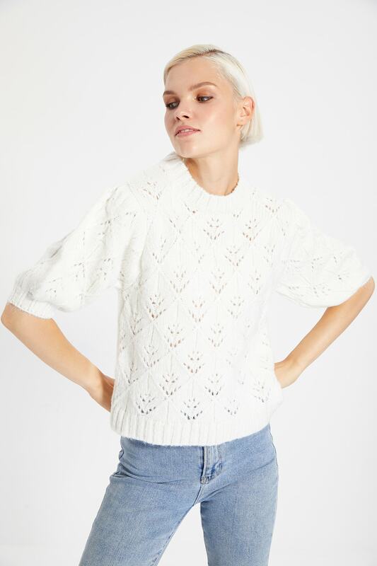 Trendyol – tricot cellulaire à manches trois-quarts, Bluz