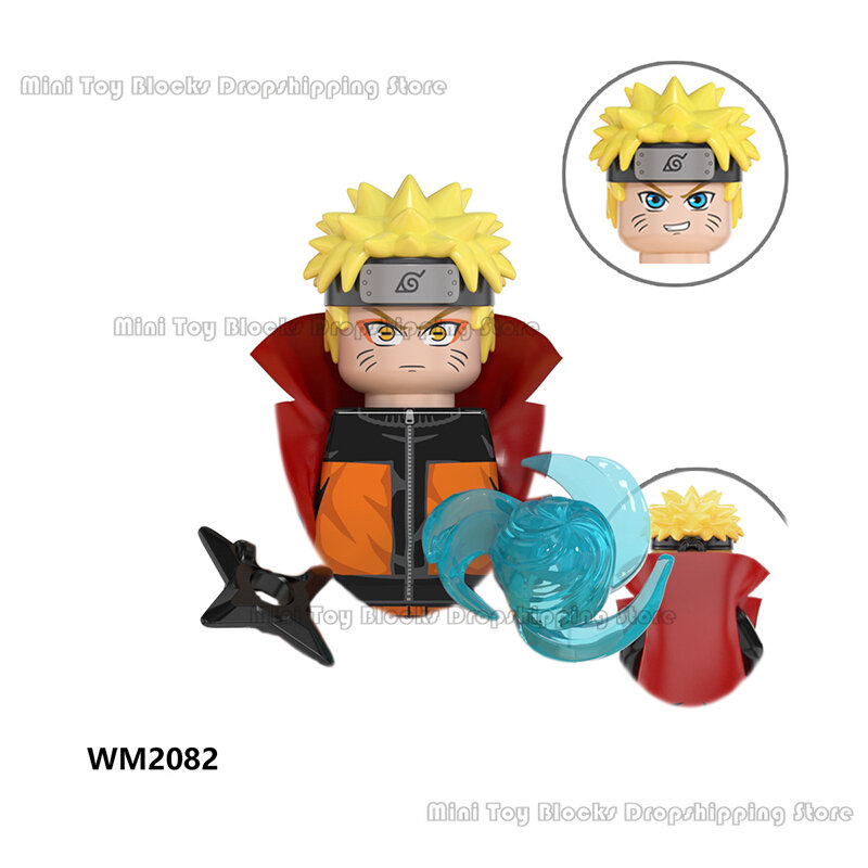 Naruto Building Blocks  Sasuke Kakashi Akatsuki bricks Anime Mini Action Figures Heads Assembly Toys kids Birthday Gifts WM6105