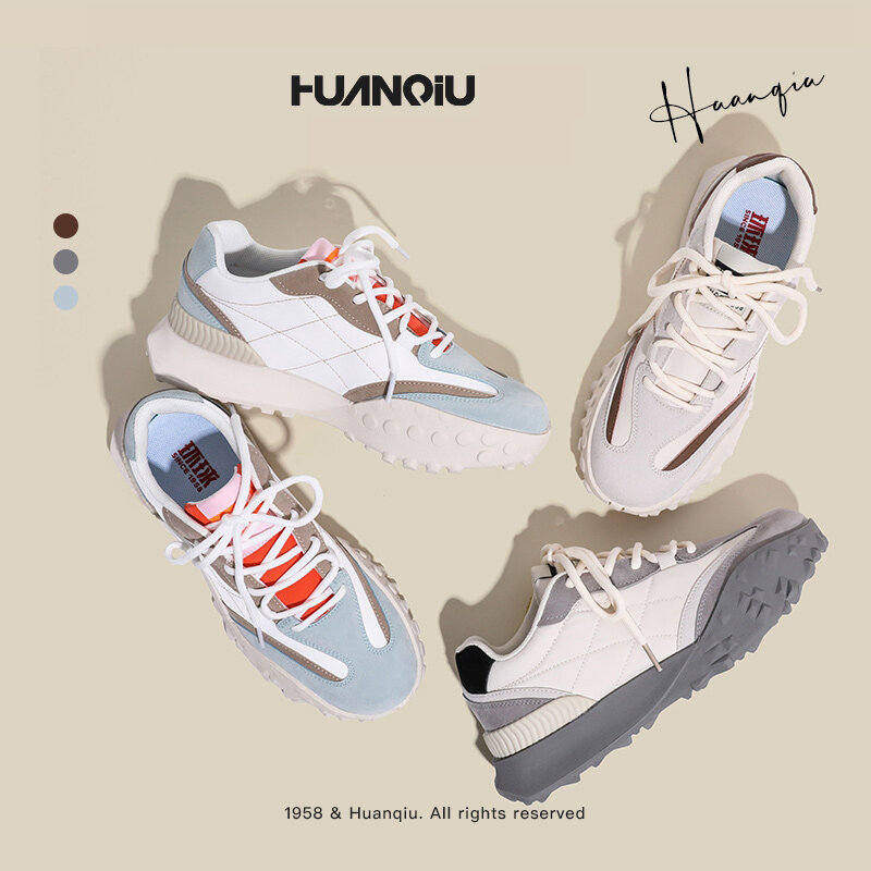 HUANQIU Sneakers Waffle Forrest Gump In Spring And Summer Of 2022 New Women's Retro Color Patchwork  Sports Casual Running Shoes