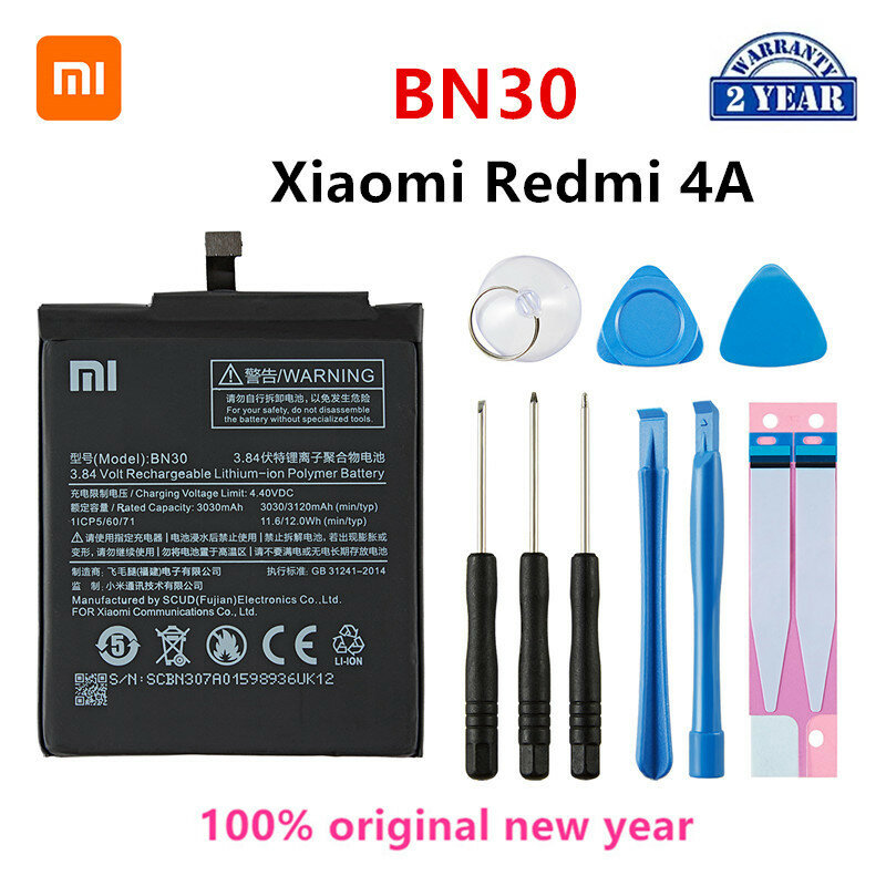 Xiao mi – batterie de remplacement pour Xiaomi Redmi 4A Redmi4A BN30, 3120mAh, 100% original, Batteries de téléphone de haute qualité + outils