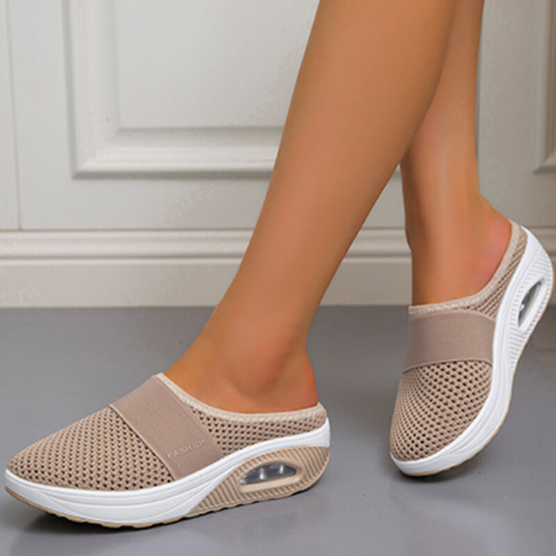Sandales en maille à semelles épaisses pour femmes, chaussures souples à enfiler, pantoufles de plage, nouvelle collection 2022