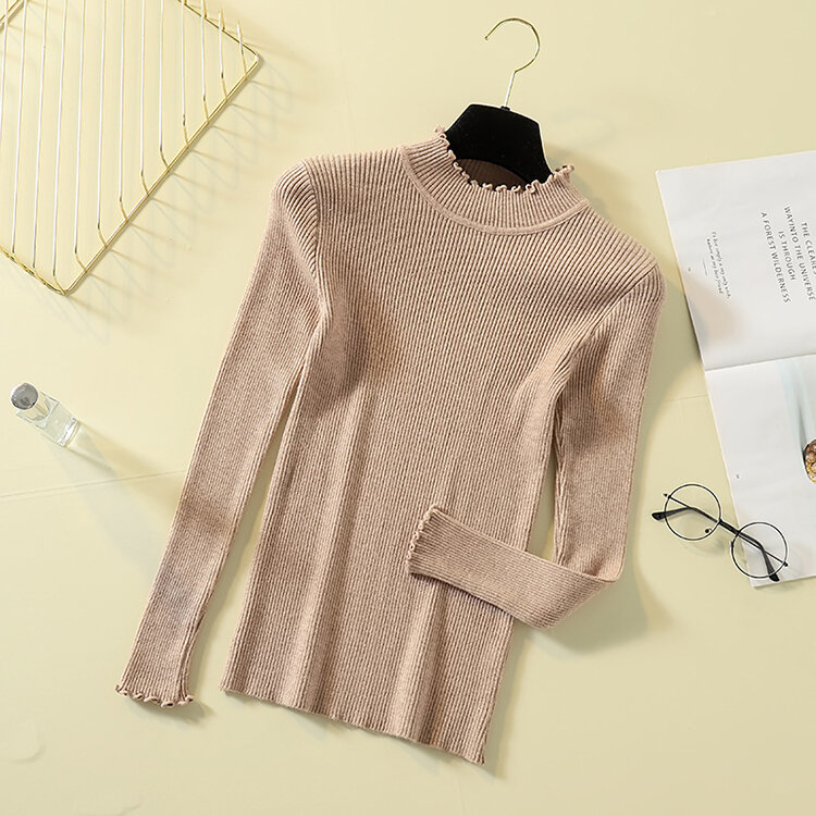 긴팔 스웨터, 여성 풀오버 슬림 니트, 여성 기본 셔츠, 한국 버전, 2022 년 가을/겨울 신상품