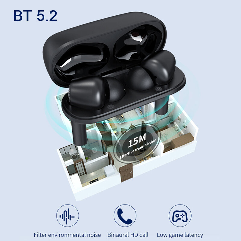 J8 TWS Headphone Bluetooth Nirkabel ANC/ENC Earbud Kontrol Sentuh Pengurangan Kebisingan dengan Mikrofon IPX5 Headset Panggilan HD Tahan Air