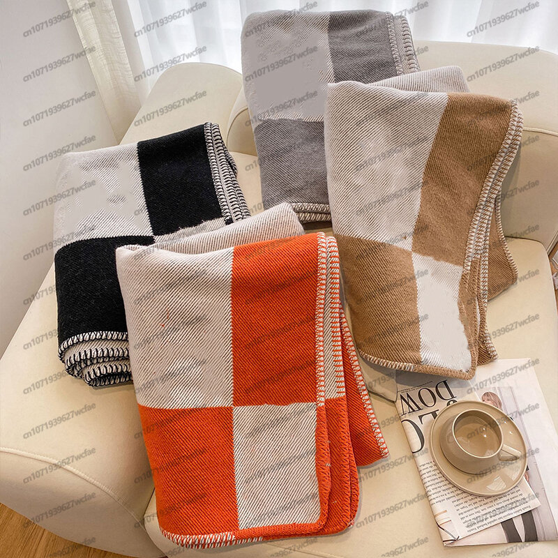 Xadrez H Cobertor Inverno Cobertores Quentes para Camas Sofá Brand Designer Cobertor Lã Malha Nap Throw Cobertor Lenço De Lã Suave Xaile