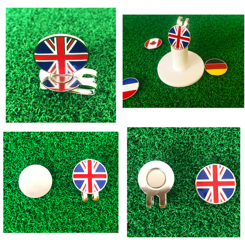 1 Buah Penanda Bola Golf Baru Jerman Inggris Perancis Kanada Bendera Nasional Klip Topi Aneka Pola Teknik Enamel Lembut untuk Pegolf