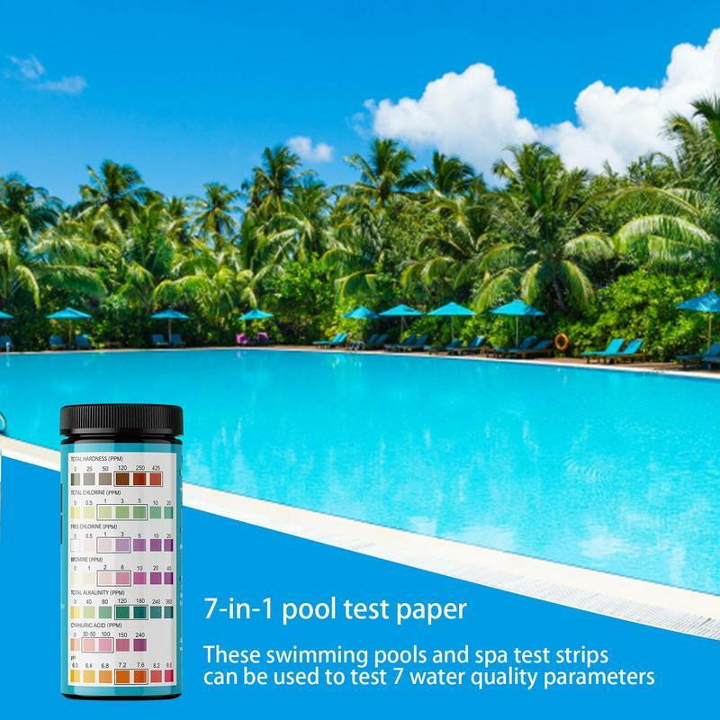 Pool Water Test Kit Hot Tub Spa Test Kit 100 Strips Water Hardness Test Kit High Accuracy PH Tester For Chlorine Salt PH