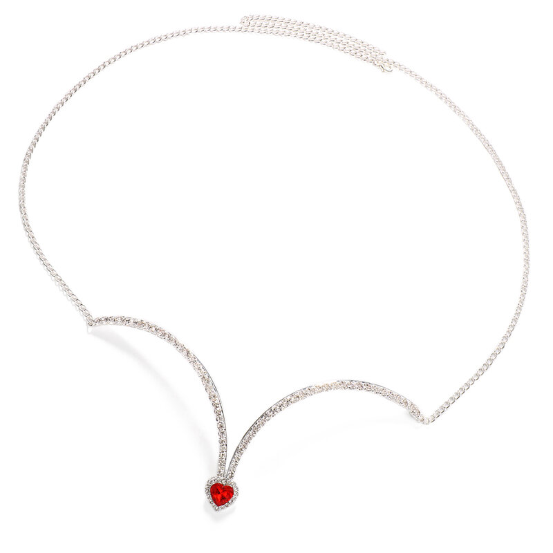 Xsbody vermelho coração sutiãs suporte peito corrente colar de jóias biquíni strass estética rave acessórios festival outfit festa