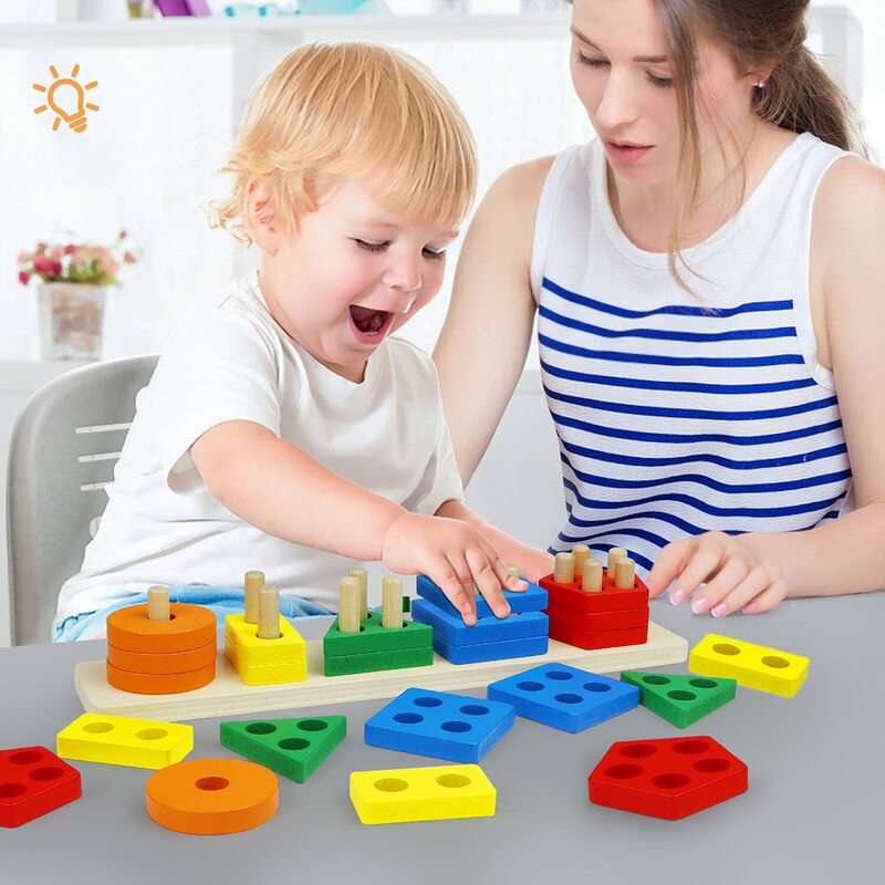 Giocattoli Montessori per 1 2 3 anni ragazzi ragazze, giocattoli educativi in legno per bambini bambini in età prescolare, apprendimento regalo di natale