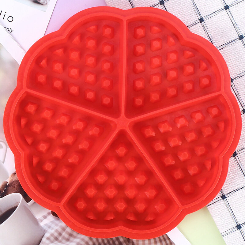 Molde de silicona antiadherente para hacer gofres, herramienta de cocina para el hogar, con forma de corazón