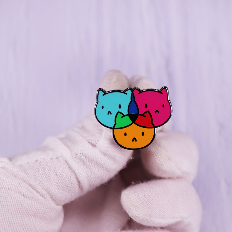 Three Color Cat Heads Jewelry Gift Pin Wrap Garment Fashionable Creative Cartoon Brooch Lovely Enamel Badge Clothing Accessories