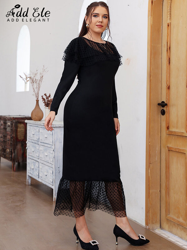 Женское платье-карандаш с круглым вырезом, длинным рукавом и высокой талией