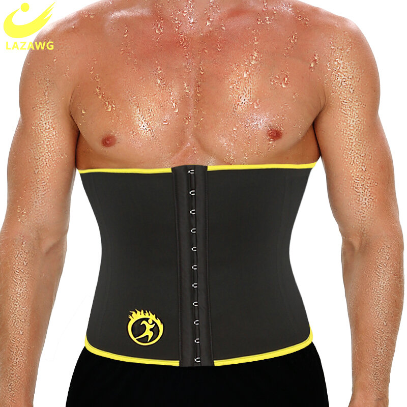 LAZAWG-Entrenador de cintura para hombres, moldeador de Cuerpo Adelgazante, moldeadores de vientre, ropa moldeadora de pérdida de peso, cinturón de modelado delgado de barriga, recortador de sudor