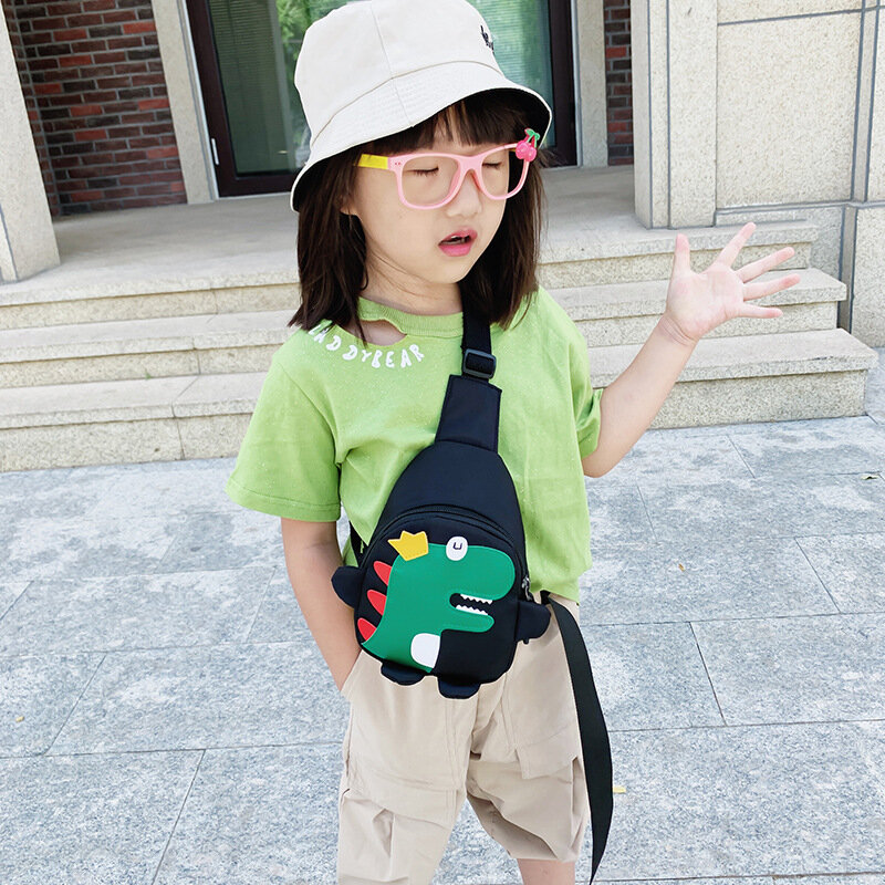 Bolsos de estilo coreano para niños, bandolera pequeña bonita de dinosaurio para el pecho, mochilas de viaje al aire libre