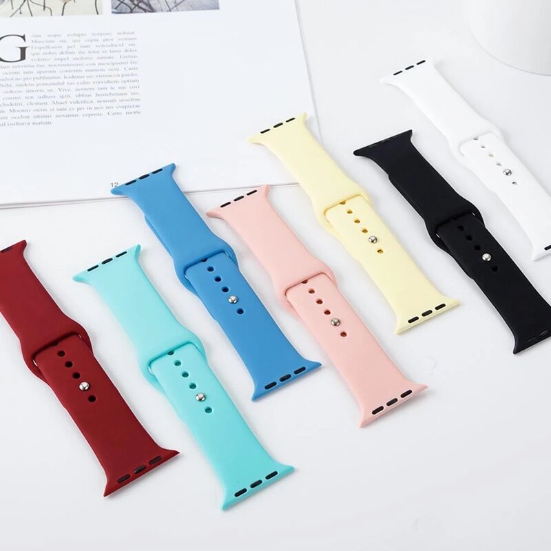 Sports silicone Strap For Apple Watch 6 Series SE 754321 41MM 45 44MM 40MM Rubber Watch band Strap for iWatch 42MM 38MM Bracelet