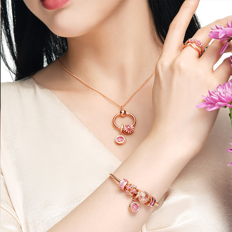 Perhiasan untuk Wanita 925 Gelang Manik-manik Perak Sterling Cocok Gelang Pandora Asli Swakarya Gelang Bijoux Femme Argent Beads