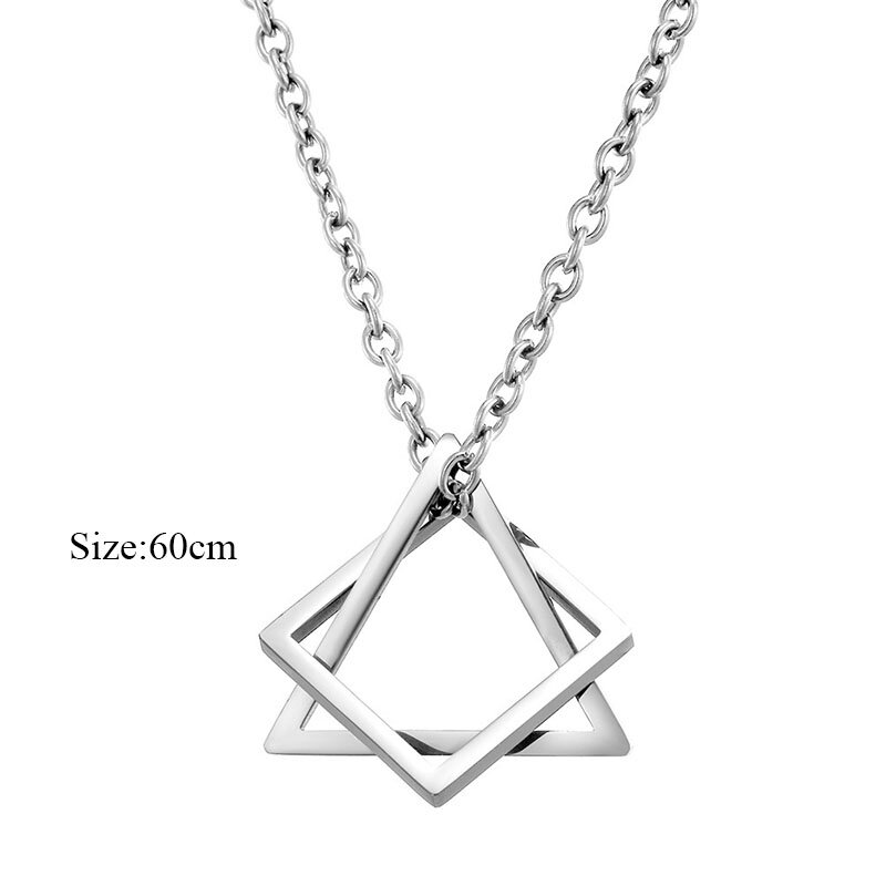 Geometria intertravamento quadrado triângulo masculino pingente para homem liga de zinco moderno na moda geométrica empilhamento streetwear colar