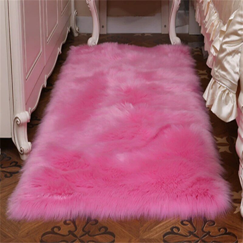Washable Carpet Warm Wool Mat 17-Color Sheepskin Chair Cover Plain Fluffy Beautiful Rug Home Decor Living Room Carpets