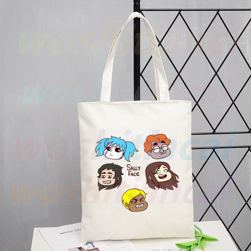 Sally Face graficzna torba na zakupy Eco Canvas Shopper Bolsas De Tela torba na zakupy wielokrotnego użytku Sacolas