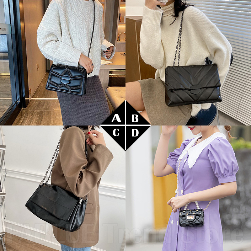 Sacs à bandoulière en cuir PU pour femmes, avec chaîne à Rivet, de styliste, Simple, mode, luxe, petits sacs à main, 2021