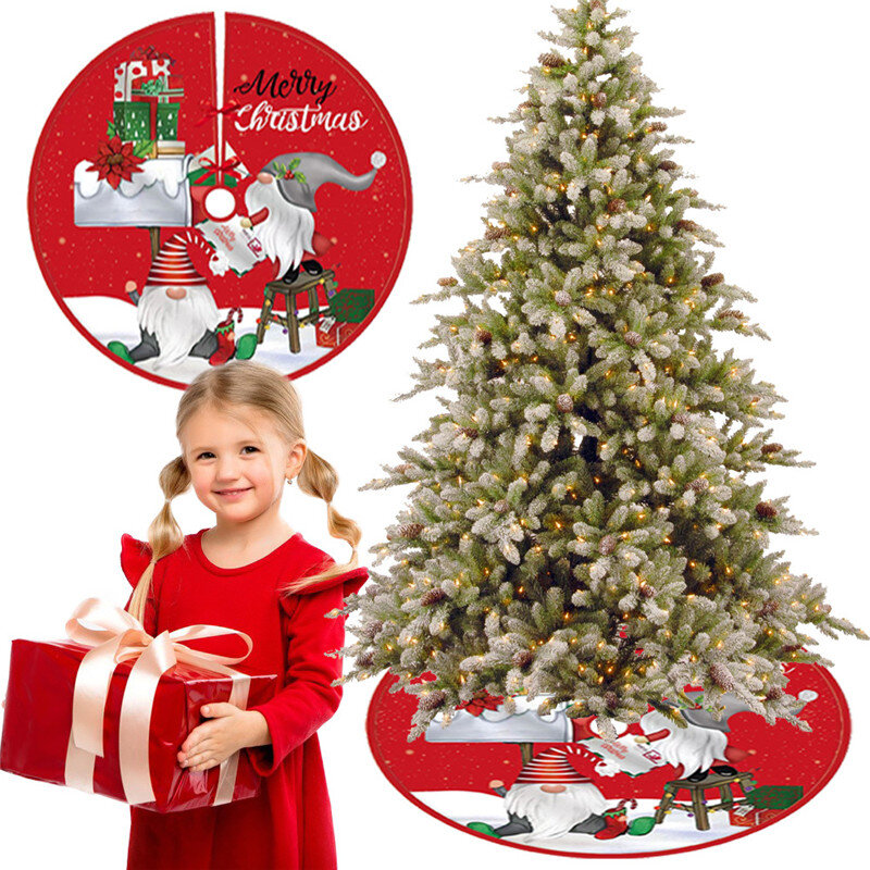 90CM Christmas Tree Skirt Ornament Christmas Cartoon Doll Tree Skirt XmasTree Bottom Apron Dress Up Christmas Decoration Navidad